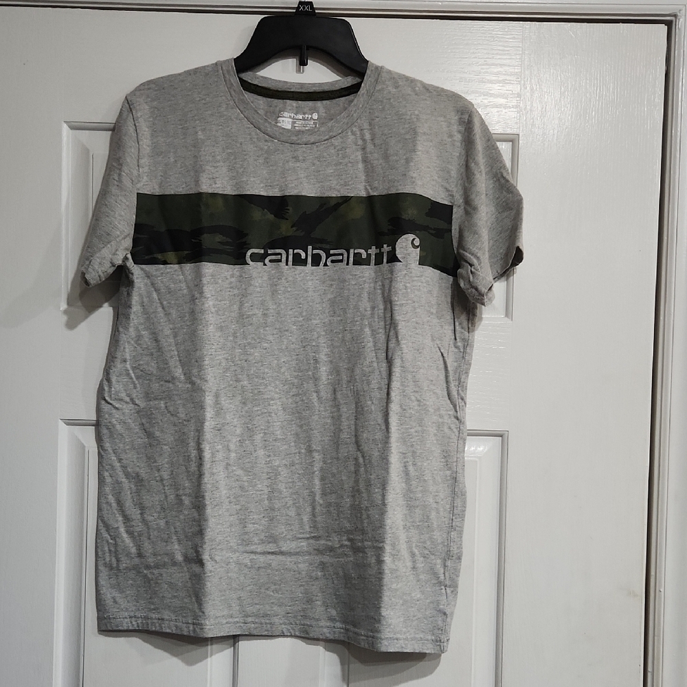 Carhartt Gray Tee with Camouflage Stripe